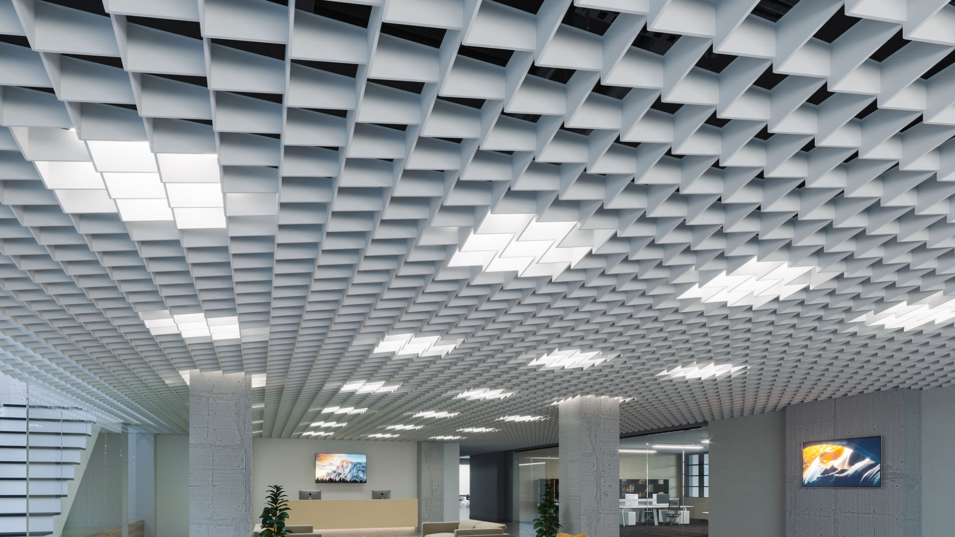 Aluminum Grille Ceiling Project for Office in Saudi Arabia